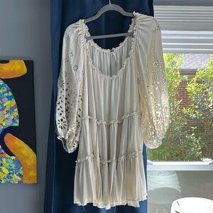 FREE PEOPLE White Eyelet Boho Dress